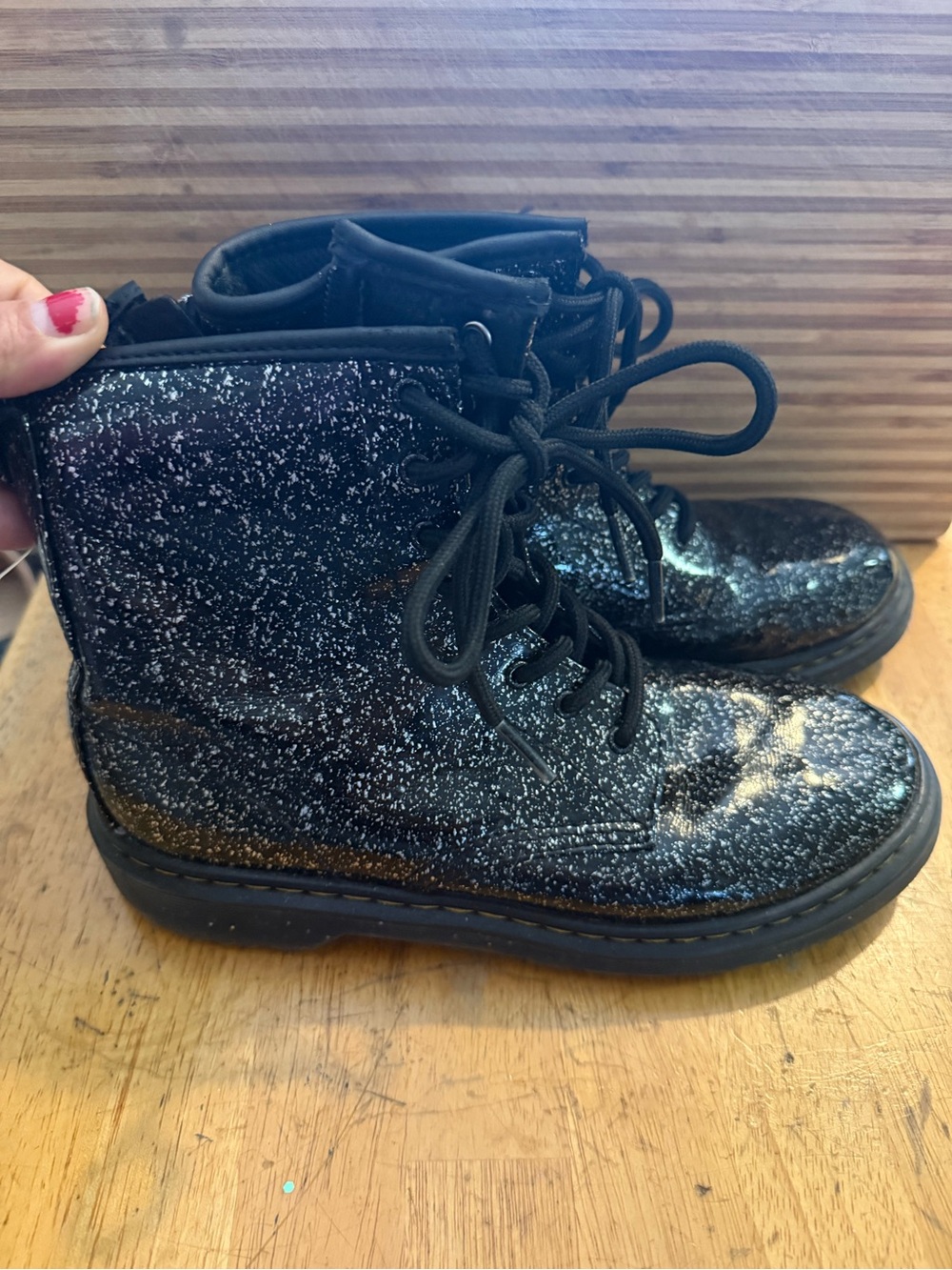 Airwalk x Dr martens docs cosmic Black Glitter Lace-Up Combat Boots ladies  6